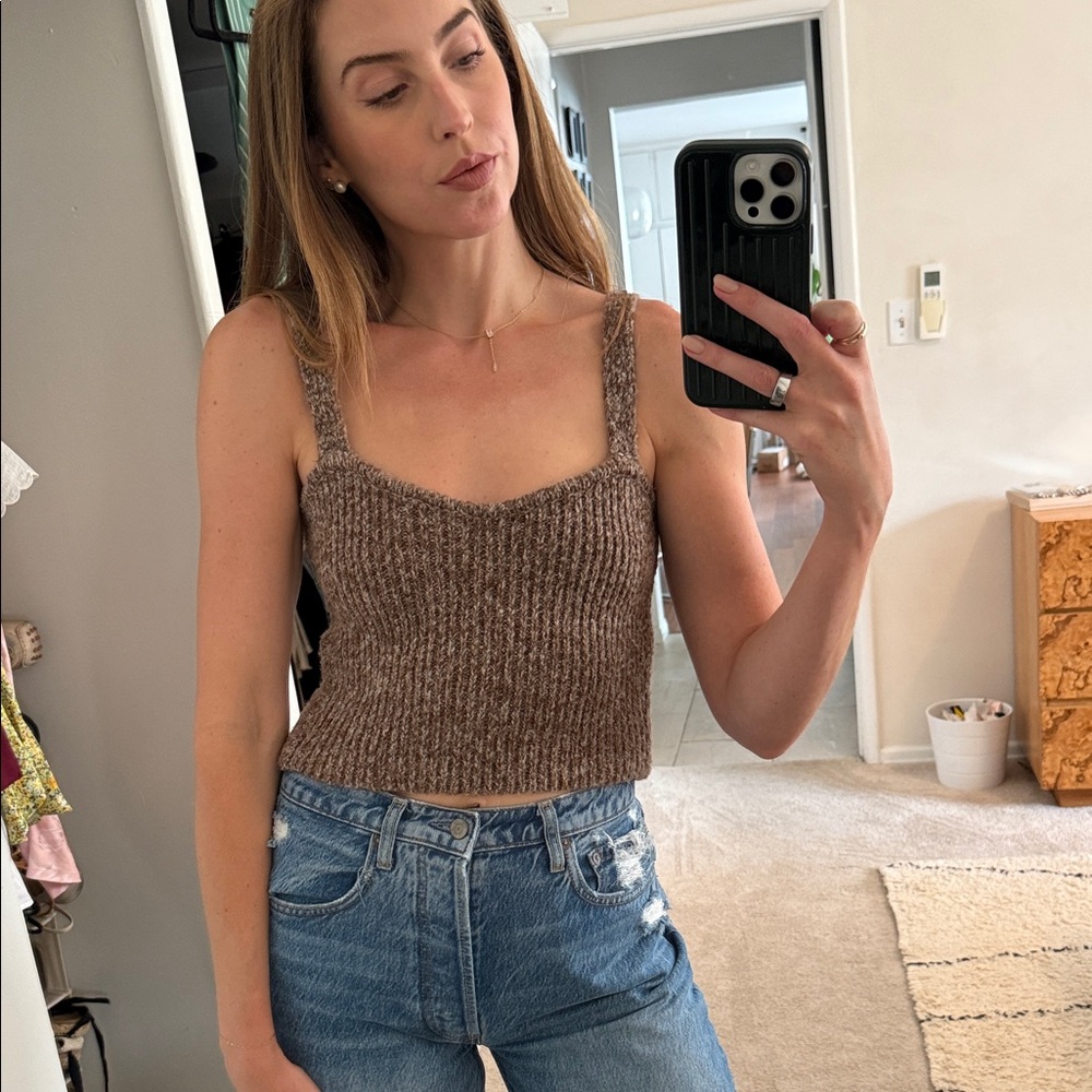 Zara Brown Knit Crop Top